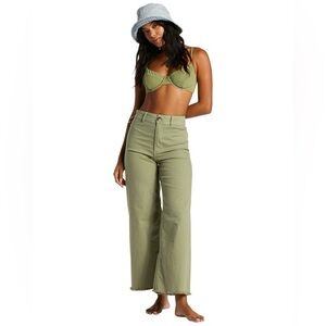 NWT Billabong Free Fall High-Waist Wide Leg Pants Green 30